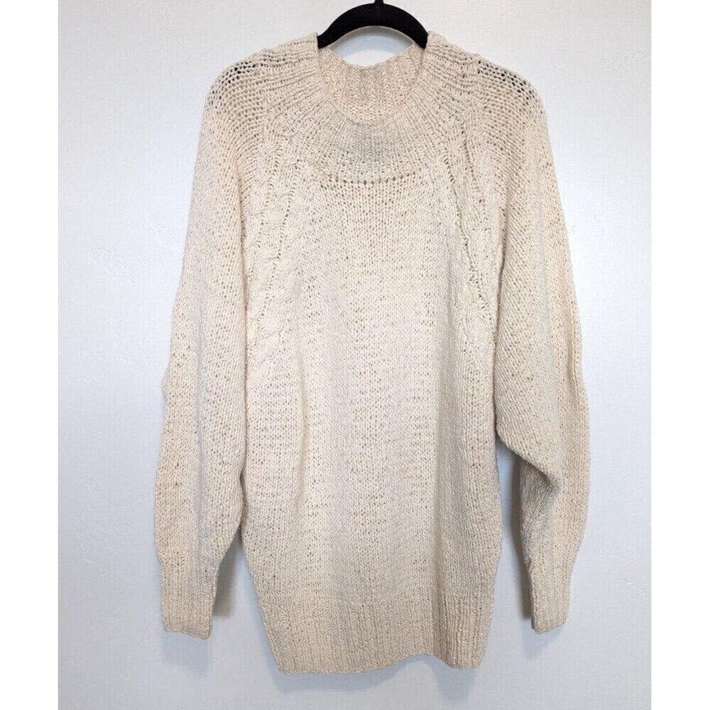 KAREN PERRY Silk Sweater Womens Size‎ S Ivory Knit Oversize Tunic Neutral Heavy